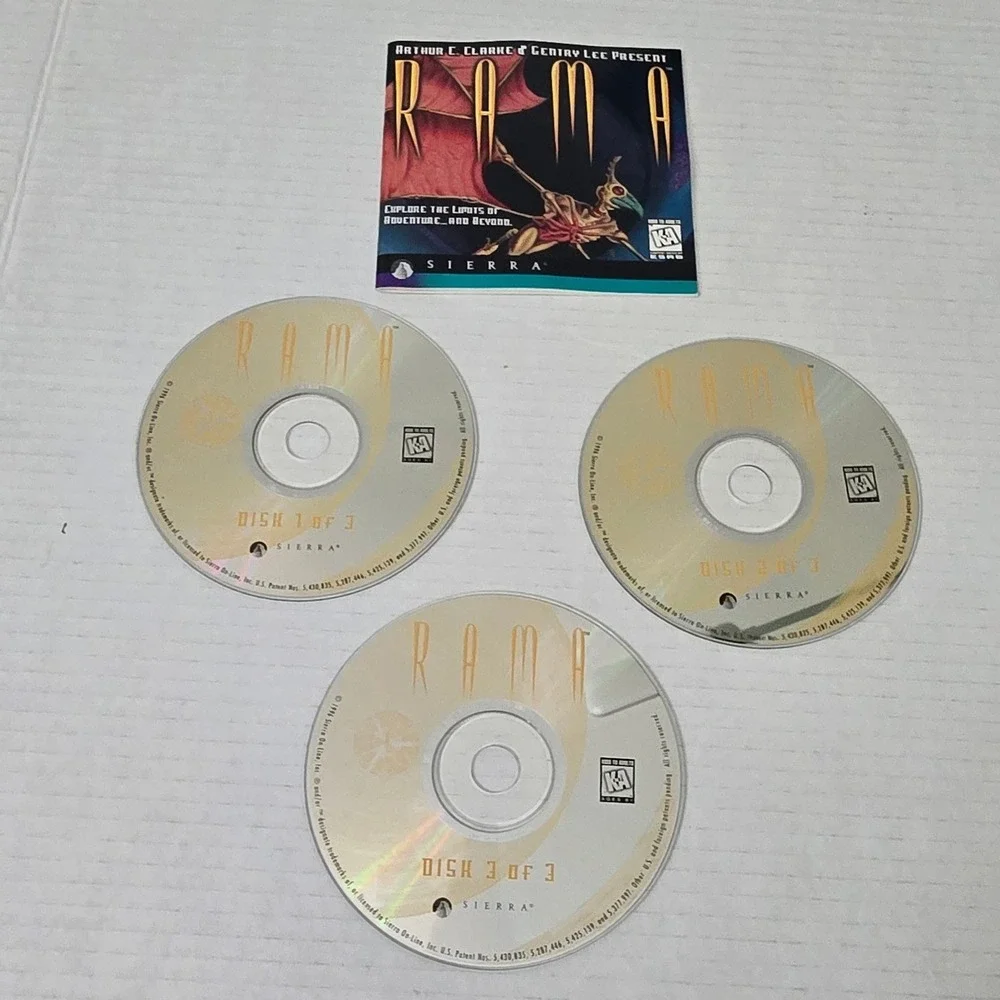 VTG 1996 Rama PC CD ROM Sierra Game 3 Disc Complete with Prima Strategy Guide